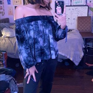 long sleeve flowy dark blues velvety